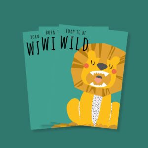 born to be wild Postkarte Löwe