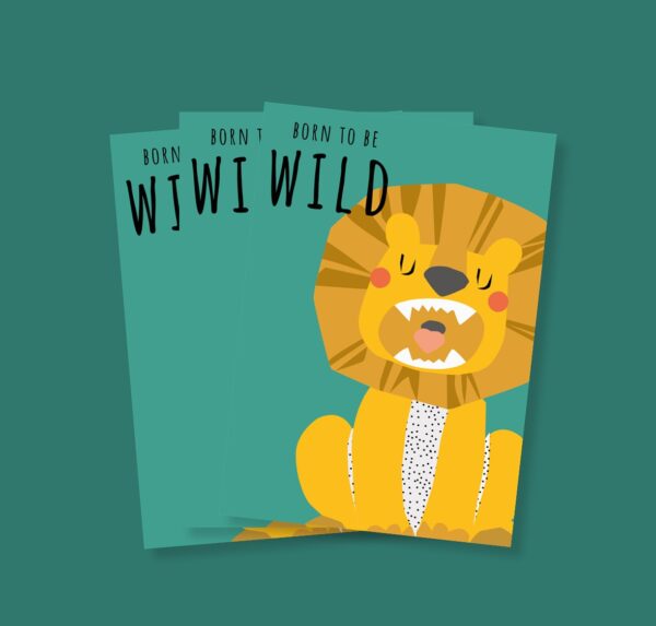 born to be wild Postkarte Löwe