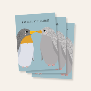 Penguin Couple Card . Pinguin Liebe Valentinstagskarte