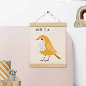 Poster Vogel DE+ENG mit Aufhängern