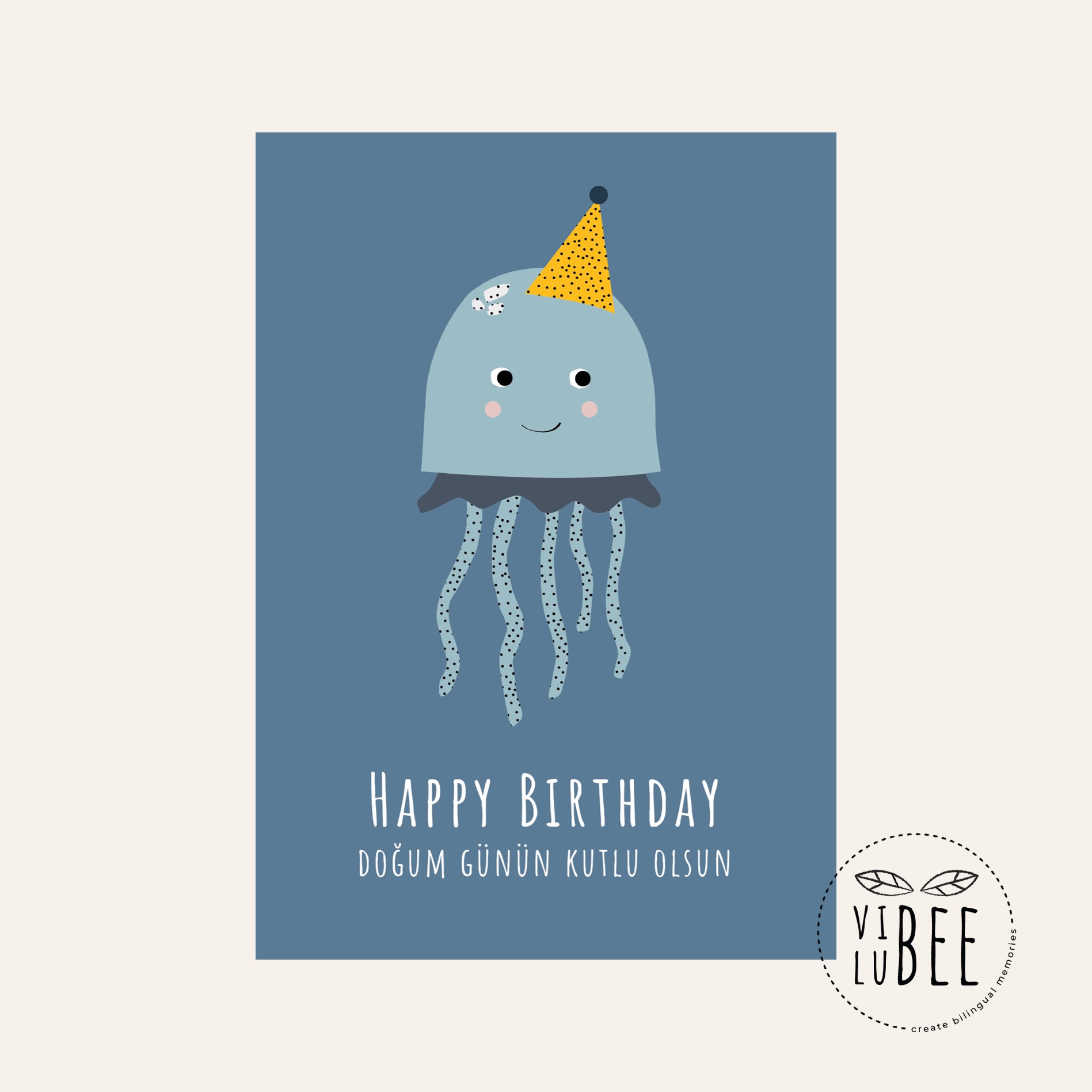 Postkarte Geburtstag "Party Qualle"